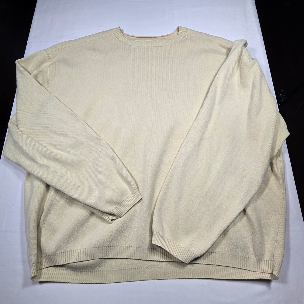 Y2k Tommy Bahama Mens XXL Cream Beige Cotton Blend‎ Crewneck Knit Sweater